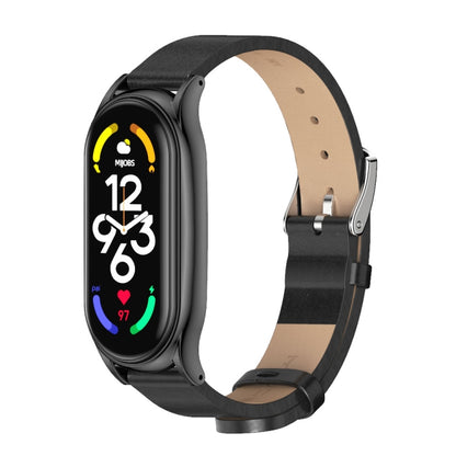 MIJOBS Plus Metal Case Microfiber Leather Watch Band, For Xiaomi Mi Band 7 / 7 NFC