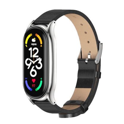 MIJOBS Plus Metal Case Microfiber Leather Watch Band, For Xiaomi Mi Band 7 / 7 NFC