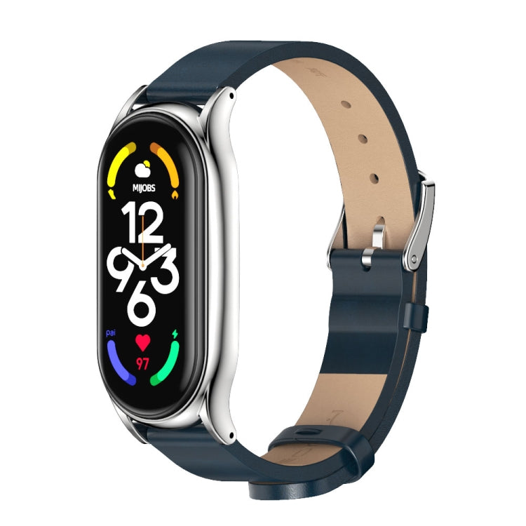 MIJOBS Plus Metal Case Microfiber Leather Watch Band, For Xiaomi Mi Band 7 / 7 NFC