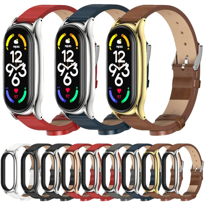 MIJOBS Plus Metal Case Microfiber Leather Watch Band, For Xiaomi Mi Band 7 / 7 NFC