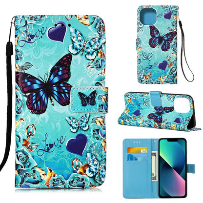 Painted Flat Texture Leather Case with Lanyard & Card Slot & Wallet & Holder, For iPhone 14, For iPhone 14 Plus, For iPhone 14 Pro, For iPhone 14 Pro Max