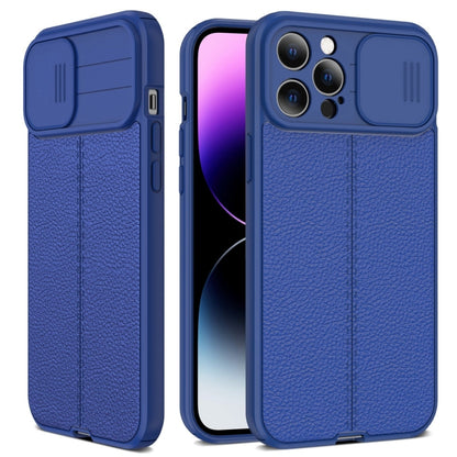 Litchi Texture Sliding Camshield TPU Protective Phone Case, For iPhone 14, For iPhone 14 Plus, For iPhone 14 Pro, For iPhone 14 Pro Max
