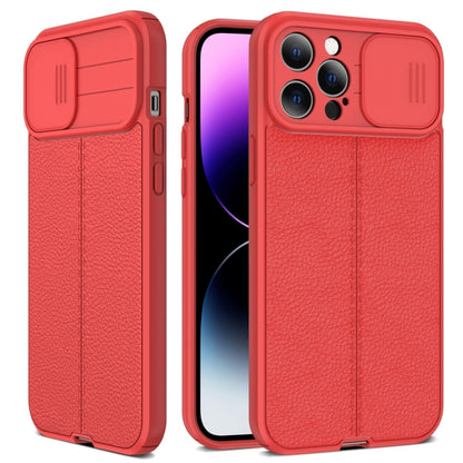 Litchi Texture Sliding Camshield TPU Protective Phone Case, For iPhone 14, For iPhone 14 Plus, For iPhone 14 Pro, For iPhone 14 Pro Max