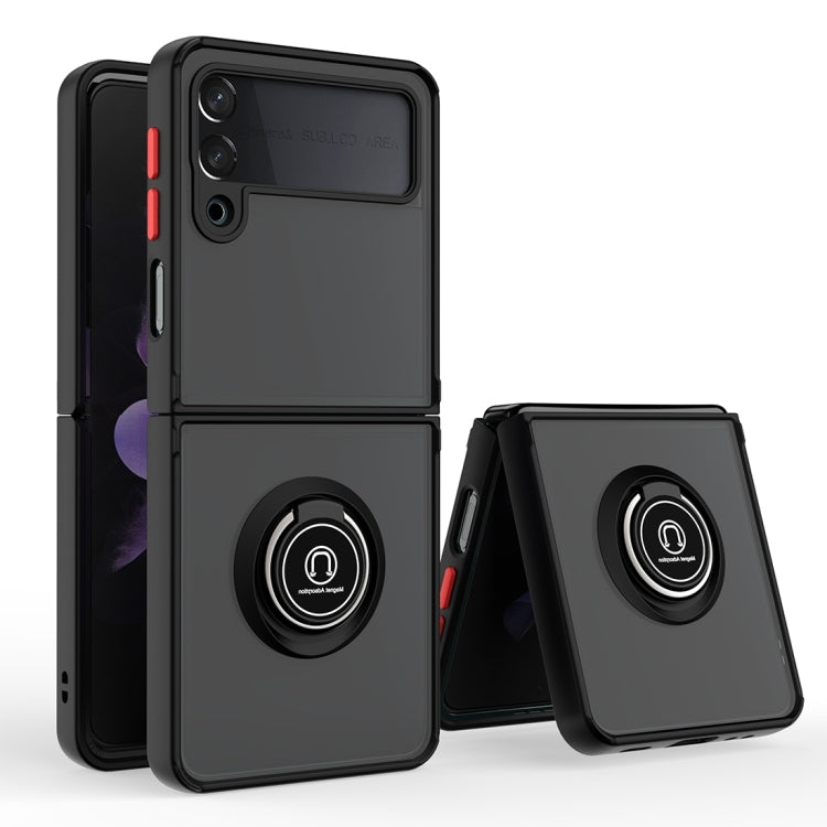 Q Shadow I Ring Kickstand PC and TPU Hybrid Phone Case, For Samsung Galaxy Z Flip4