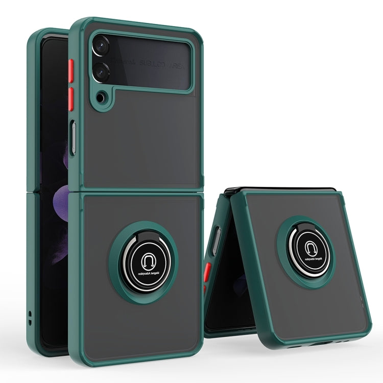 Q Shadow I Ring Kickstand PC and TPU Hybrid Phone Case, For Samsung Galaxy Z Flip4