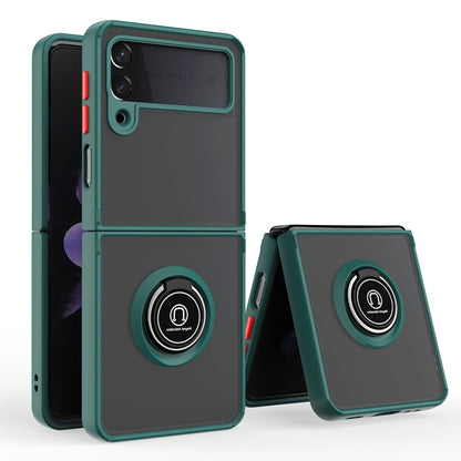 Q Shadow I Ring Kickstand PC and TPU Hybrid Phone Case, For Samsung Galaxy Z Flip4