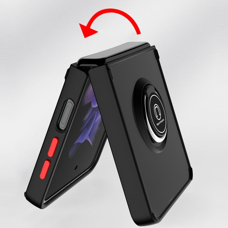 Q Shadow I Ring Kickstand PC and TPU Hybrid Phone Case, For Samsung Galaxy Z Flip4