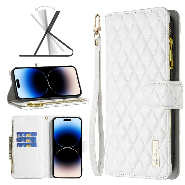 Diamond Lattice Zipper Wallet Leather Flip Phone Case, For iPhone 14, For iPhone 14 Plus, For iPhone 14 Pro, For iPhone 14 Pro Max, For iPhone 13 mini, For iPhone 13, For iPhone 13 Pro, For iPhone 13 Pro Max