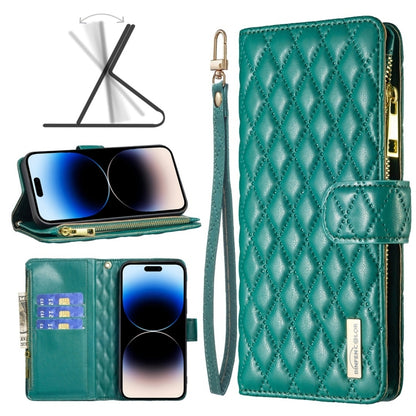Diamond Lattice Zipper Wallet Leather Flip Phone Case, For iPhone 14, For iPhone 14 Plus, For iPhone 14 Pro, For iPhone 14 Pro Max, For iPhone 13 mini, For iPhone 13, For iPhone 13 Pro, For iPhone 13 Pro Max