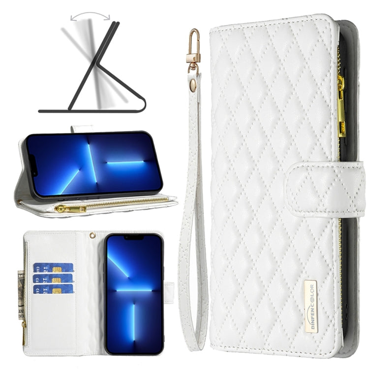 Diamond Lattice Zipper Wallet Leather Flip Phone Case, For iPhone 14, For iPhone 14 Plus, For iPhone 14 Pro, For iPhone 14 Pro Max, For iPhone 13 mini, For iPhone 13, For iPhone 13 Pro, For iPhone 13 Pro Max