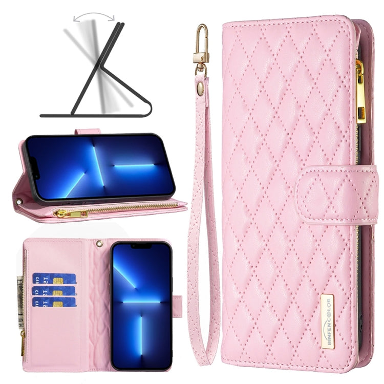 Diamond Lattice Zipper Wallet Leather Flip Phone Case, For iPhone 14, For iPhone 14 Plus, For iPhone 14 Pro, For iPhone 14 Pro Max, For iPhone 13 mini, For iPhone 13, For iPhone 13 Pro, For iPhone 13 Pro Max