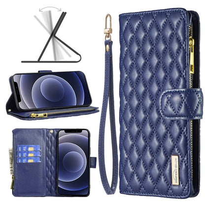 Diamond Lattice Zipper Wallet Leather Flip Phone Case, For iPhone 12 mini, For iPhone 12 / 12 Pro, For iPhone 12 Pro Max, For iPhone 11, For iPhone 11 Pro, For iPhone X / XS, For iPhone XR, For iPhone XS Max