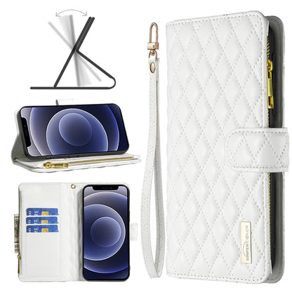 Diamond Lattice Zipper Wallet Leather Flip Phone Case, For iPhone 12 mini, For iPhone 12 / 12 Pro, For iPhone 12 Pro Max, For iPhone 11, For iPhone 11 Pro, For iPhone X / XS, For iPhone XR, For iPhone XS Max