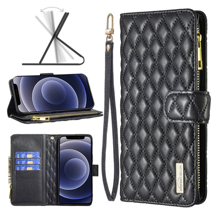 Diamond Lattice Zipper Wallet Leather Flip Phone Case, For iPhone 12 mini, For iPhone 12 / 12 Pro, For iPhone 12 Pro Max, For iPhone 11, For iPhone 11 Pro, For iPhone X / XS, For iPhone XR, For iPhone XS Max