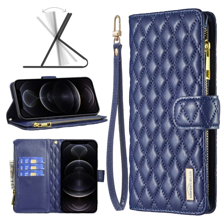 Diamond Lattice Zipper Wallet Leather Flip Phone Case, For iPhone 12 mini, For iPhone 12 / 12 Pro, For iPhone 12 Pro Max, For iPhone 11, For iPhone 11 Pro, For iPhone X / XS, For iPhone XR, For iPhone XS Max