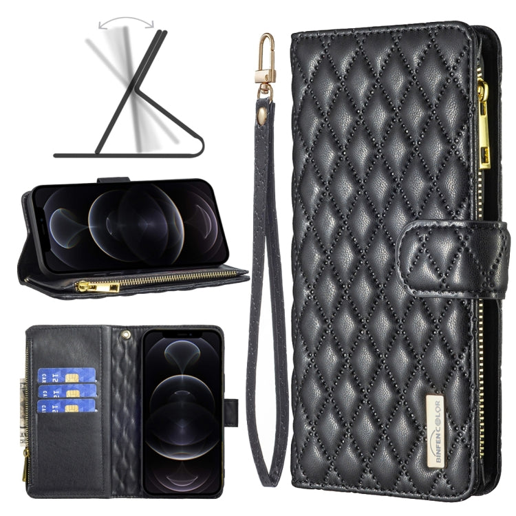 Diamond Lattice Zipper Wallet Leather Flip Phone Case, For iPhone 12 mini, For iPhone 12 / 12 Pro, For iPhone 12 Pro Max, For iPhone 11, For iPhone 11 Pro, For iPhone X / XS, For iPhone XR, For iPhone XS Max
