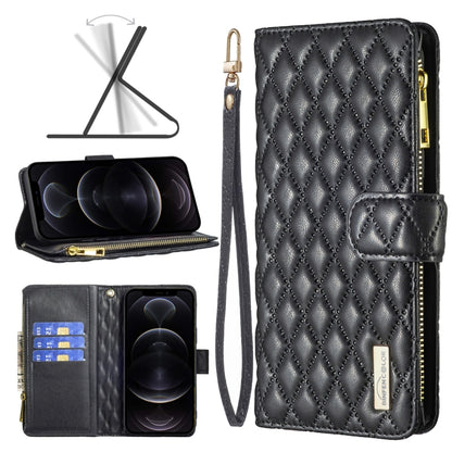 Diamond Lattice Zipper Wallet Leather Flip Phone Case, For iPhone 12 mini, For iPhone 12 / 12 Pro, For iPhone 12 Pro Max, For iPhone 11, For iPhone 11 Pro, For iPhone X / XS, For iPhone XR, For iPhone XS Max