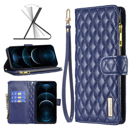 Diamond Lattice Zipper Wallet Leather Flip Phone Case, For iPhone 12 mini, For iPhone 12 / 12 Pro, For iPhone 12 Pro Max, For iPhone 11, For iPhone 11 Pro, For iPhone X / XS, For iPhone XR, For iPhone XS Max