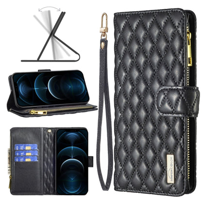 Diamond Lattice Zipper Wallet Leather Flip Phone Case, For iPhone 12 mini, For iPhone 12 / 12 Pro, For iPhone 12 Pro Max, For iPhone 11, For iPhone 11 Pro, For iPhone X / XS, For iPhone XR, For iPhone XS Max