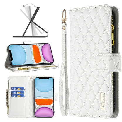 Diamond Lattice Zipper Wallet Leather Flip Phone Case, For iPhone 12 mini, For iPhone 12 / 12 Pro, For iPhone 12 Pro Max, For iPhone 11, For iPhone 11 Pro, For iPhone X / XS, For iPhone XR, For iPhone XS Max