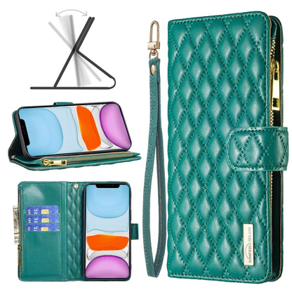 Diamond Lattice Zipper Wallet Leather Flip Phone Case, For iPhone 12 mini, For iPhone 12 / 12 Pro, For iPhone 12 Pro Max, For iPhone 11, For iPhone 11 Pro, For iPhone X / XS, For iPhone XR, For iPhone XS Max
