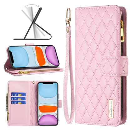 Diamond Lattice Zipper Wallet Leather Flip Phone Case, For iPhone 12 mini, For iPhone 12 / 12 Pro, For iPhone 12 Pro Max, For iPhone 11, For iPhone 11 Pro, For iPhone X / XS, For iPhone XR, For iPhone XS Max