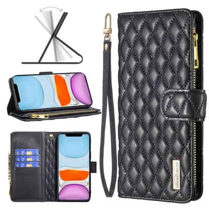 Diamond Lattice Zipper Wallet Leather Flip Phone Case, For iPhone 12 mini, For iPhone 12 / 12 Pro, For iPhone 12 Pro Max, For iPhone 11, For iPhone 11 Pro, For iPhone X / XS, For iPhone XR, For iPhone XS Max