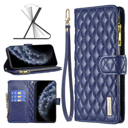 Diamond Lattice Zipper Wallet Leather Flip Phone Case, For iPhone 12 mini, For iPhone 12 / 12 Pro, For iPhone 12 Pro Max, For iPhone 11, For iPhone 11 Pro, For iPhone X / XS, For iPhone XR, For iPhone XS Max