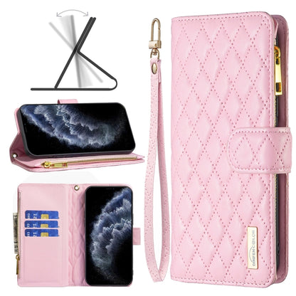 Diamond Lattice Zipper Wallet Leather Flip Phone Case, For iPhone 12 mini, For iPhone 12 / 12 Pro, For iPhone 12 Pro Max, For iPhone 11, For iPhone 11 Pro, For iPhone X / XS, For iPhone XR, For iPhone XS Max