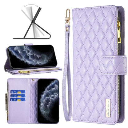 Diamond Lattice Zipper Wallet Leather Flip Phone Case, For iPhone 12 mini, For iPhone 12 / 12 Pro, For iPhone 12 Pro Max, For iPhone 11, For iPhone 11 Pro, For iPhone X / XS, For iPhone XR, For iPhone XS Max