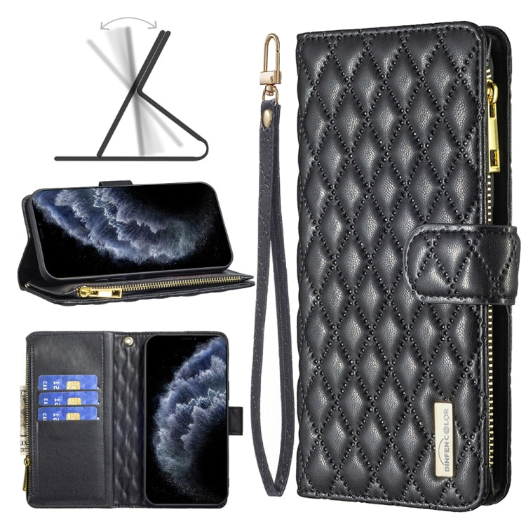 Diamond Lattice Zipper Wallet Leather Flip Phone Case, For iPhone 12 mini, For iPhone 12 / 12 Pro, For iPhone 12 Pro Max, For iPhone 11, For iPhone 11 Pro, For iPhone X / XS, For iPhone XR, For iPhone XS Max