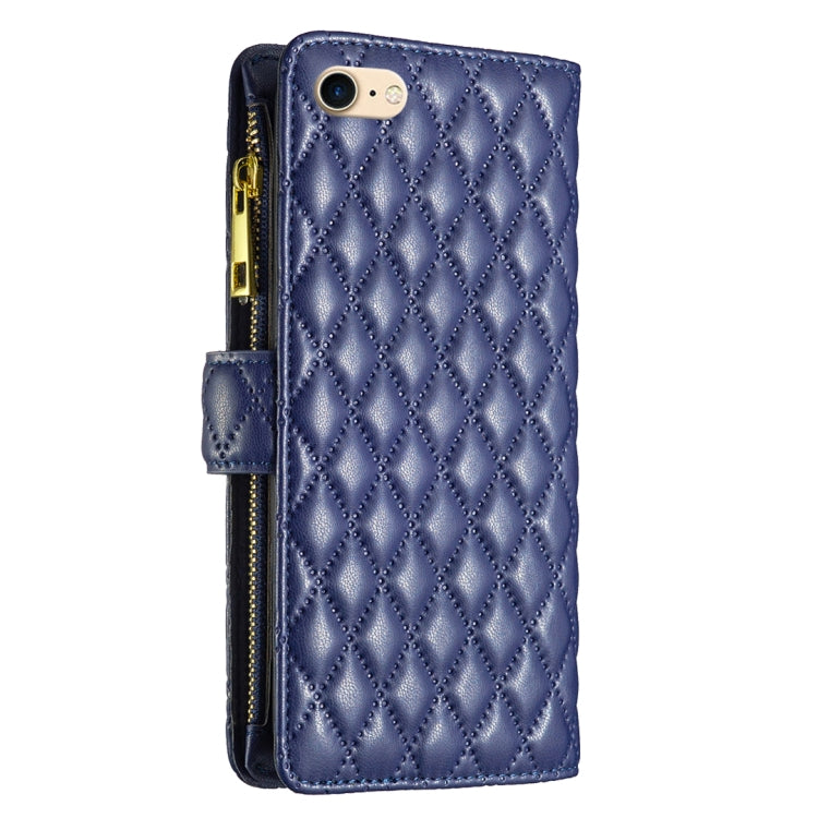 Diamond Lattice Zipper Wallet Leather Flip Phone Case, For iPhone SE 2022 / SE 2020 / 7 / 8, For iPhone 7 Plus / 8 Plus, For iPhone 11 Pro Max