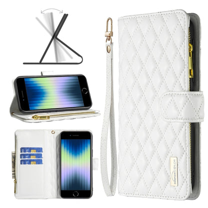 Diamond Lattice Zipper Wallet Leather Flip Phone Case, For iPhone SE 2022 / SE 2020 / 7 / 8, For iPhone 7 Plus / 8 Plus, For iPhone 11 Pro Max