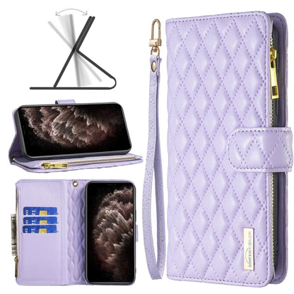 Diamond Lattice Zipper Wallet Leather Flip Phone Case, For iPhone SE 2022 / SE 2020 / 7 / 8, For iPhone 7 Plus / 8 Plus, For iPhone 11 Pro Max