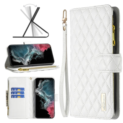 Diamond Lattice Zipper Wallet Leather Flip Phone Case, For Samsung Galaxy S22 5G, For Samsung Galaxy S22+ 5G, For Samsung Galaxy S22 Ultra 5G, For Samsung Galaxy S21 5G, For Samsung Galaxy S21+ 5G, For Samsung Galaxy S21 Ultra 5G                       ...