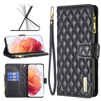 Diamond Lattice Zipper Wallet Leather Flip Phone Case, For Samsung Galaxy S22 5G, For Samsung Galaxy S22+ 5G, For Samsung Galaxy S22 Ultra 5G, For Samsung Galaxy S21 5G, For Samsung Galaxy S21+ 5G, For Samsung Galaxy S21 Ultra 5G                       ...