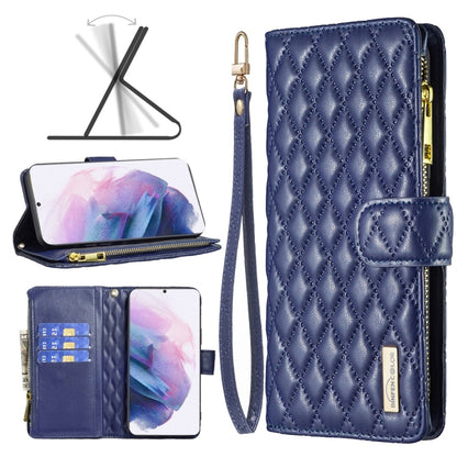 Diamond Lattice Zipper Wallet Leather Flip Phone Case, For Samsung Galaxy S22 5G, For Samsung Galaxy S22+ 5G, For Samsung Galaxy S22 Ultra 5G, For Samsung Galaxy S21 5G, For Samsung Galaxy S21+ 5G, For Samsung Galaxy S21 Ultra 5G                       ...