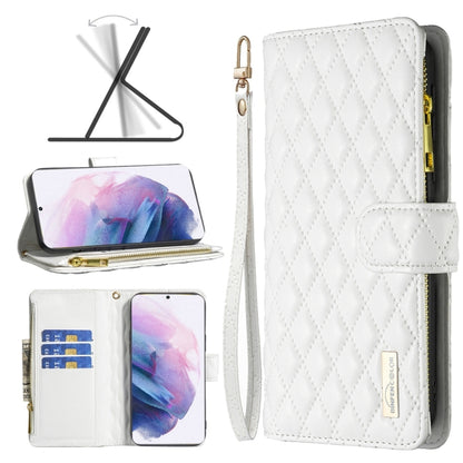 Diamond Lattice Zipper Wallet Leather Flip Phone Case, For Samsung Galaxy S22 5G, For Samsung Galaxy S22+ 5G, For Samsung Galaxy S22 Ultra 5G, For Samsung Galaxy S21 5G, For Samsung Galaxy S21+ 5G, For Samsung Galaxy S21 Ultra 5G                       ...