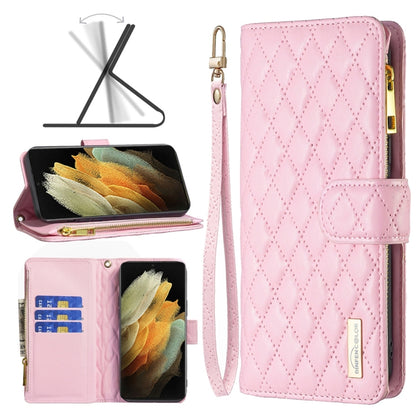 Diamond Lattice Zipper Wallet Leather Flip Phone Case, For Samsung Galaxy S22 5G, For Samsung Galaxy S22+ 5G, For Samsung Galaxy S22 Ultra 5G, For Samsung Galaxy S21 5G, For Samsung Galaxy S21+ 5G, For Samsung Galaxy S21 Ultra 5G                       ...
