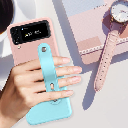 Skin Contrast Wristband Folding Phone Case, For Samsung Galaxy Z Flip4