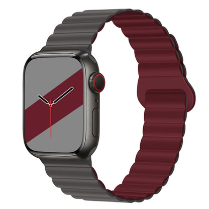 Reverse Buckle Magnetic Silicone Watch Band For Apple Watch Series, 7 45mm / 6&SE&5&4 44mm / 3&2&1 42mm, 7 41mm / 6&SE&5&4 40mm / 3&2&1 38mm
