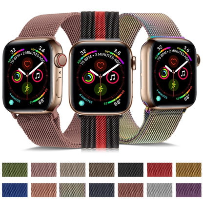 Milanese Stainless Steel Watch Band For Apple Watch Series, 7 45mm / 6&SE&5&4 44mm / 3&2&1 42mm, 7 41mm / 6&SE&5&4 40mm / 3&2&1 38mm