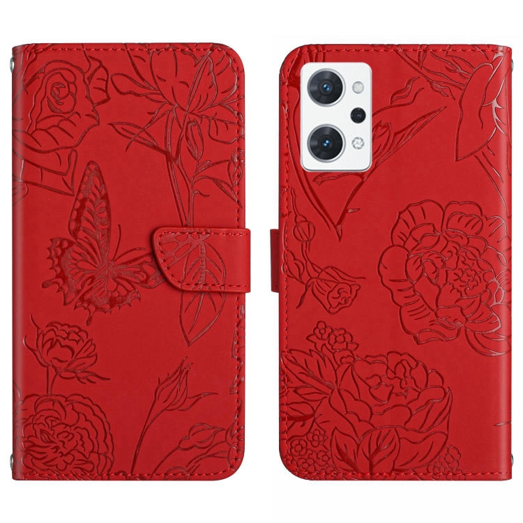 HT03 Skin Feel Butterfly Embossed Flip Leather Phone Case, For OPPO Realme C30, For OPPO Reno7 A, For Samsung Galaxy M13