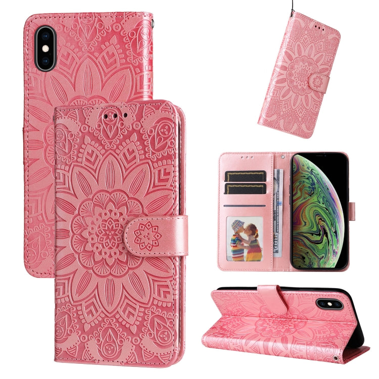 Embossed Sunflower Leather Phone Case, For iPhone 11 Pro Max, For iPhone X / XS, For iPhone XR, For iPhone XS Max, For iPhone SE 2022 / SE 2020 / 7 / 8, For iPhone 7 Plus / 8 Plus