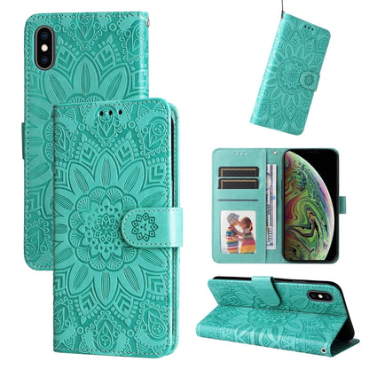 Embossed Sunflower Leather Phone Case, For iPhone 11 Pro Max, For iPhone X / XS, For iPhone XR, For iPhone XS Max, For iPhone SE 2022 / SE 2020 / 7 / 8, For iPhone 7 Plus / 8 Plus