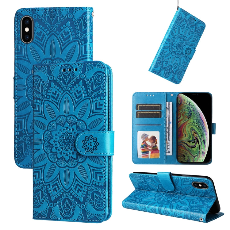 Embossed Sunflower Leather Phone Case, For iPhone 11 Pro Max, For iPhone X / XS, For iPhone XR, For iPhone XS Max, For iPhone SE 2022 / SE 2020 / 7 / 8, For iPhone 7 Plus / 8 Plus