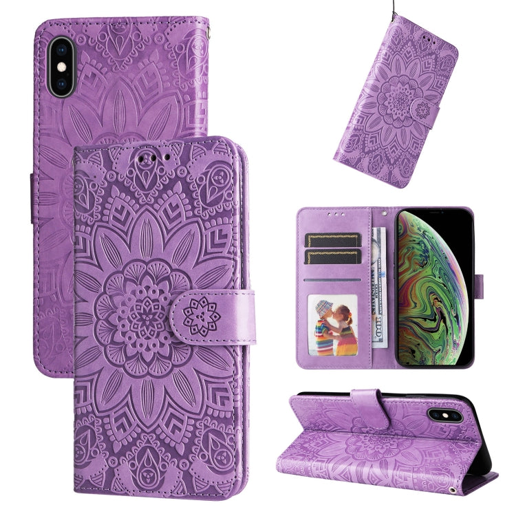 Embossed Sunflower Leather Phone Case, For iPhone 11 Pro Max, For iPhone X / XS, For iPhone XR, For iPhone XS Max, For iPhone SE 2022 / SE 2020 / 7 / 8, For iPhone 7 Plus / 8 Plus