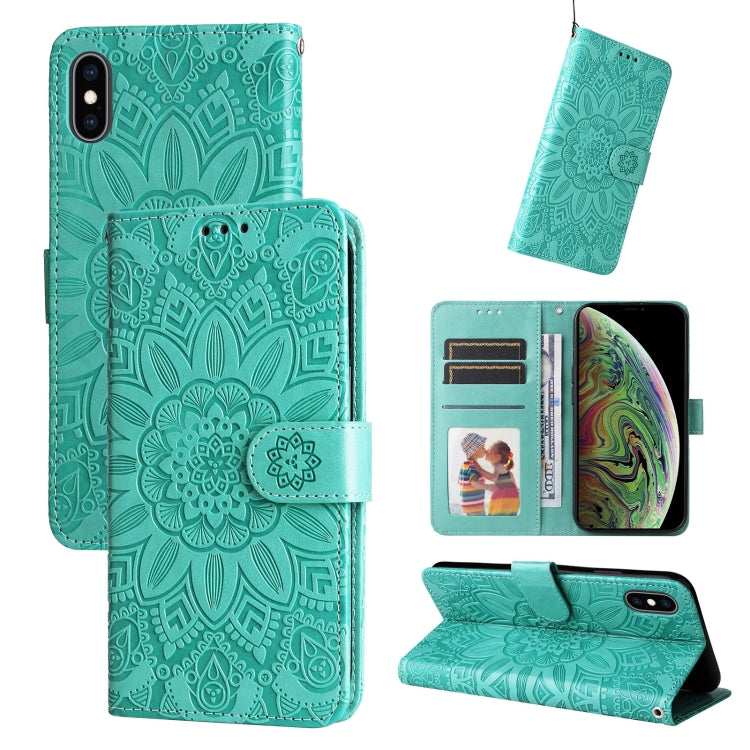 Embossed Sunflower Leather Phone Case, For iPhone 11 Pro Max, For iPhone X / XS, For iPhone XR, For iPhone XS Max, For iPhone SE 2022 / SE 2020 / 7 / 8, For iPhone 7 Plus / 8 Plus