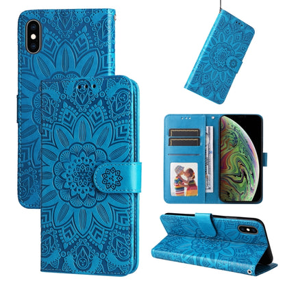 Embossed Sunflower Leather Phone Case, For iPhone 11 Pro Max, For iPhone X / XS, For iPhone XR, For iPhone XS Max, For iPhone SE 2022 / SE 2020 / 7 / 8, For iPhone 7 Plus / 8 Plus