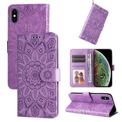 Embossed Sunflower Leather Phone Case, For iPhone 11 Pro Max, For iPhone X / XS, For iPhone XR, For iPhone XS Max, For iPhone SE 2022 / SE 2020 / 7 / 8, For iPhone 7 Plus / 8 Plus